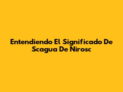 Entendiendo El Significado De "Scagua De Nirosc"