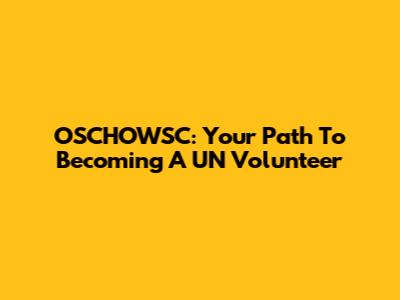 OSCHOWSC: Your Path To Becoming A UN Volunteer