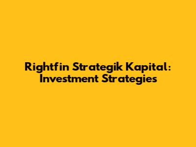 Rightfin Strategik Kapital: Investment Strategies