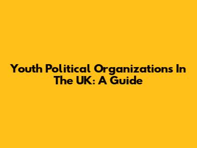 Youth Political Organizations In The UK: A Guide